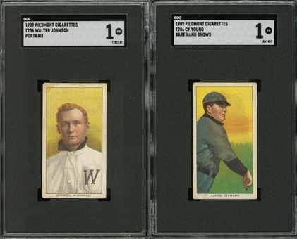1909-11 T206 White Border Hall of Famers Collection (4 Different) Including Young, Johnson, Brown and Lajoie